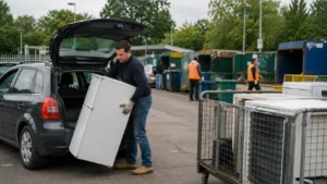 Old fridge taken to a recycling centre