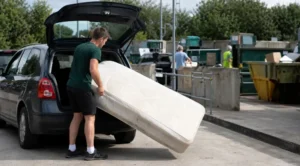 Taking a mattress to recycling centre